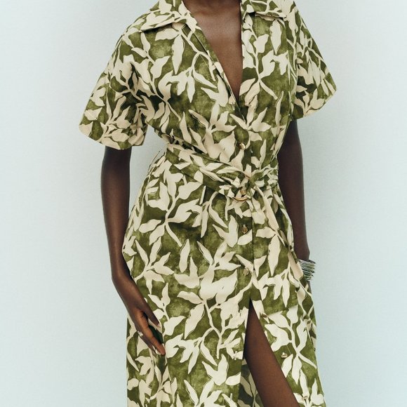 ZARA FLORAL PRINT POPLIN SHIRTDRESS - Picture 2 of 9